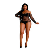 Moonlight Black Off the Shoulder Sparkle Body Plus Size